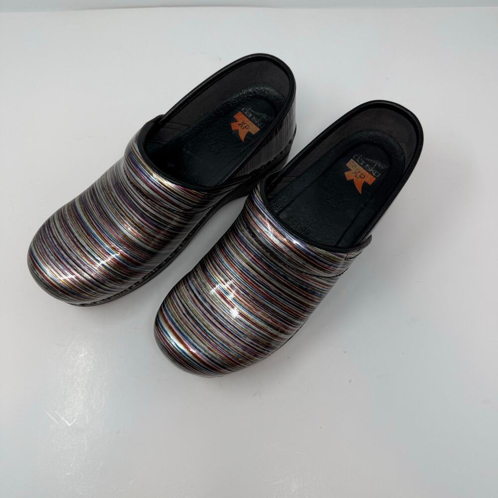 Dansko Professional XP Clogs Women's 39 Patent Leather Multicolored Stripe - Picture 14 of 14